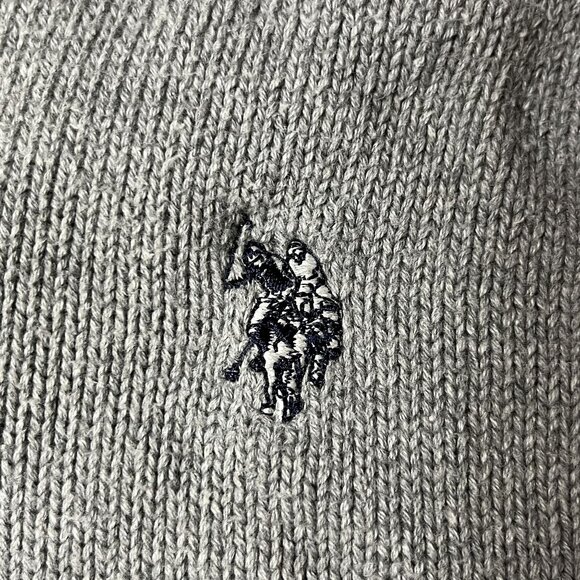 U.S. Polo Assn. Gray Knit Half-Zip Sweater Sz L 100% Cotton Mens Casual Pullover - Picture 4 of 7